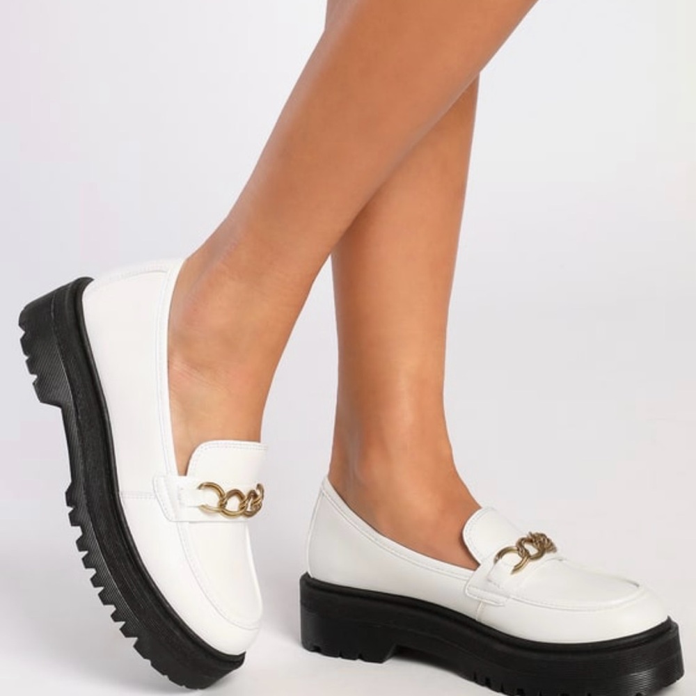 Lulus Raphlyn White Platform Loafers